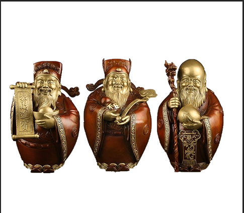 吉善缘 《福禄寿三星》全铜摆件