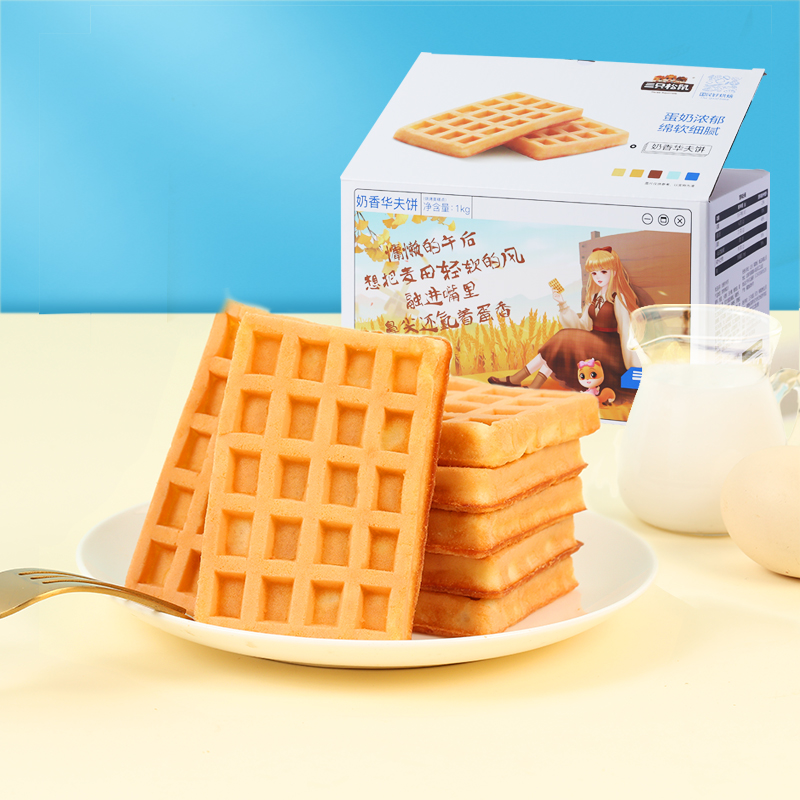 三只松鼠 奶香味华夫饼1000g