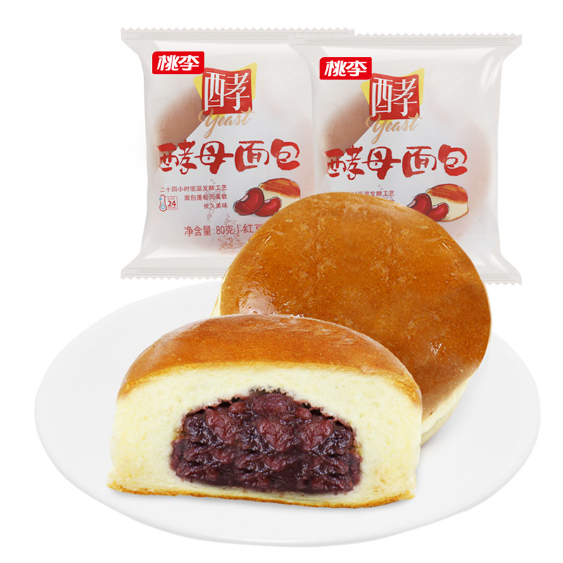 桃李 红豆酵母面包480g