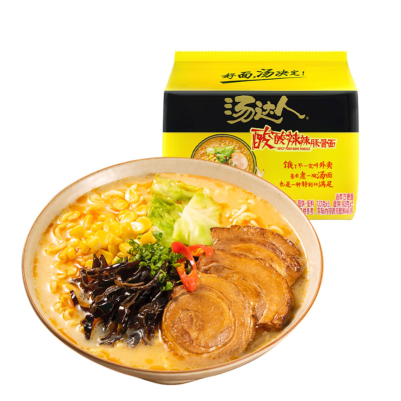 汤达人 酸酸辣辣豚骨面130g*5