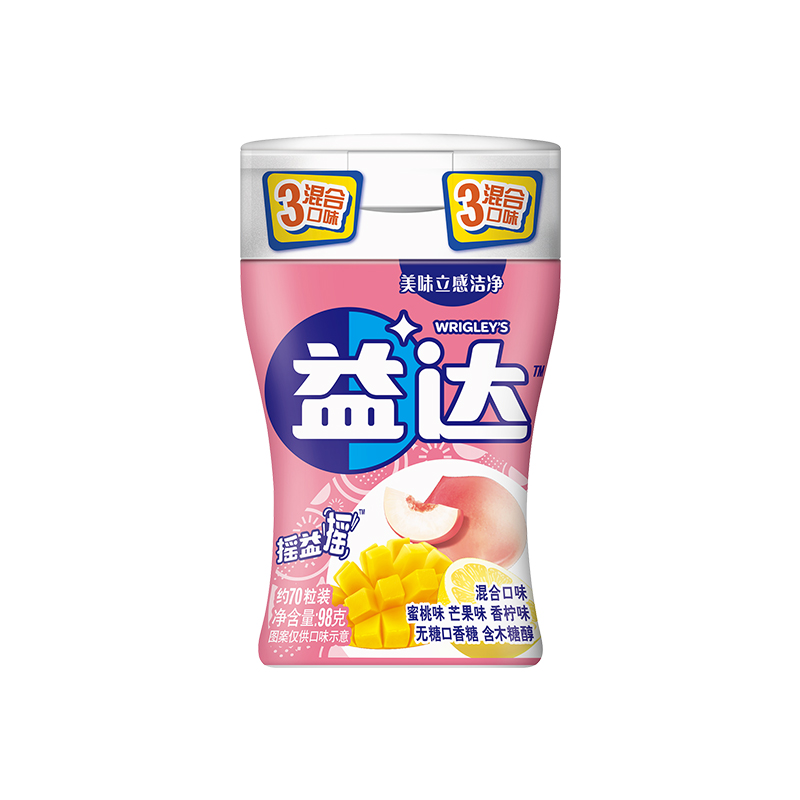 益达 混合水果味无糖口香糖98g