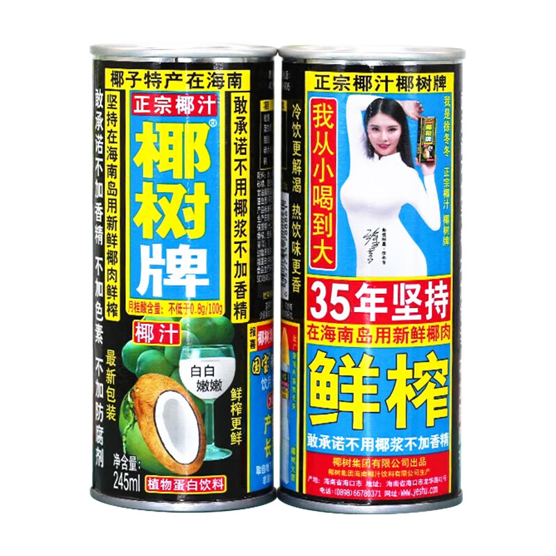 椰树 椰子汁245ml*24罐