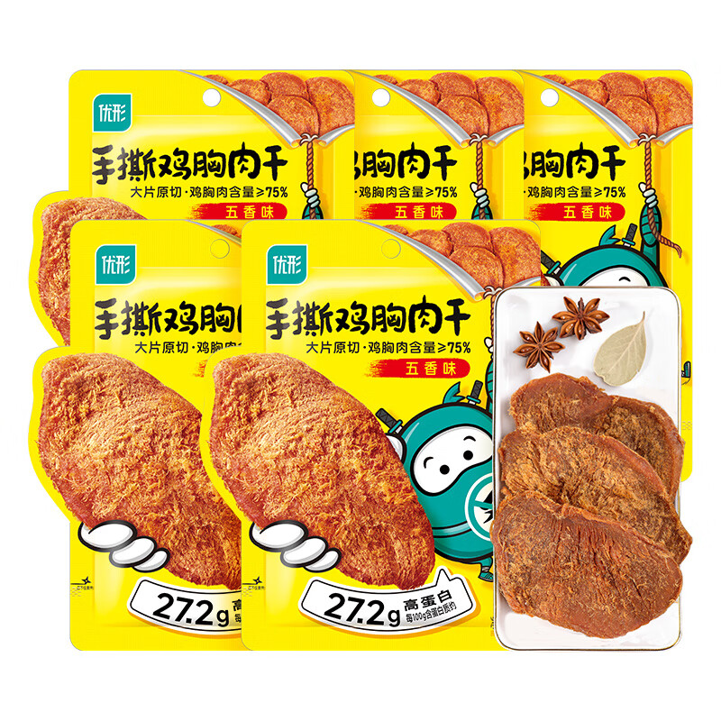 优形 五香味手撕鸡胸肉干300g