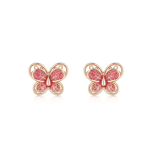 六福珠宝 蝴蝶彩金耳钉女款GEKTBE0004R