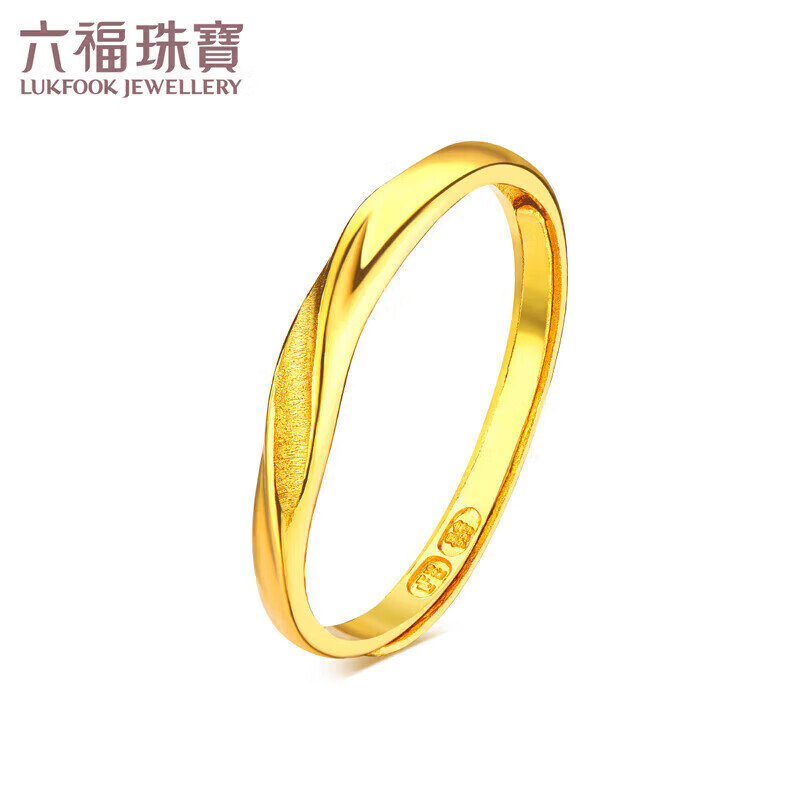 六福珠宝 黄金扭纹戒指