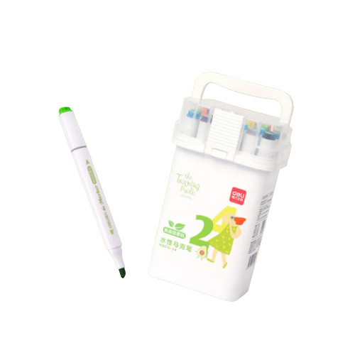 得力 24色细三角杆双头水性彩笔