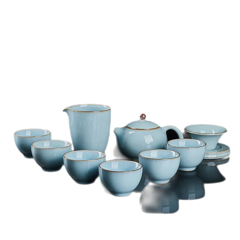 容山堂 陈文德汝窑茶具套装-天青西施款